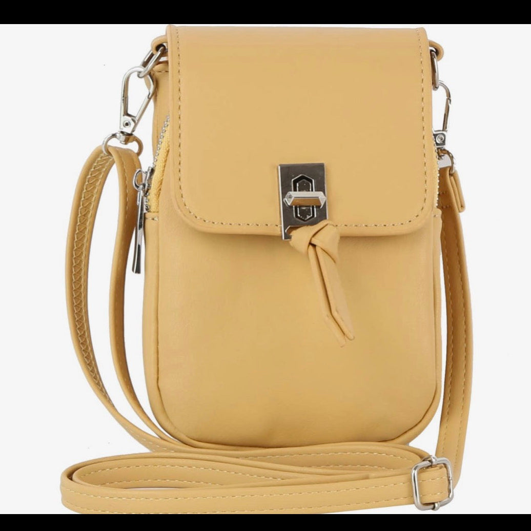 Pamayla Soft Yellow Vegan Leather Compact Crossbody Bag