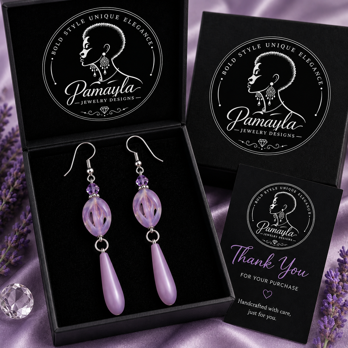 Lavender Whisper Crystal Artisan Statement Earrings
