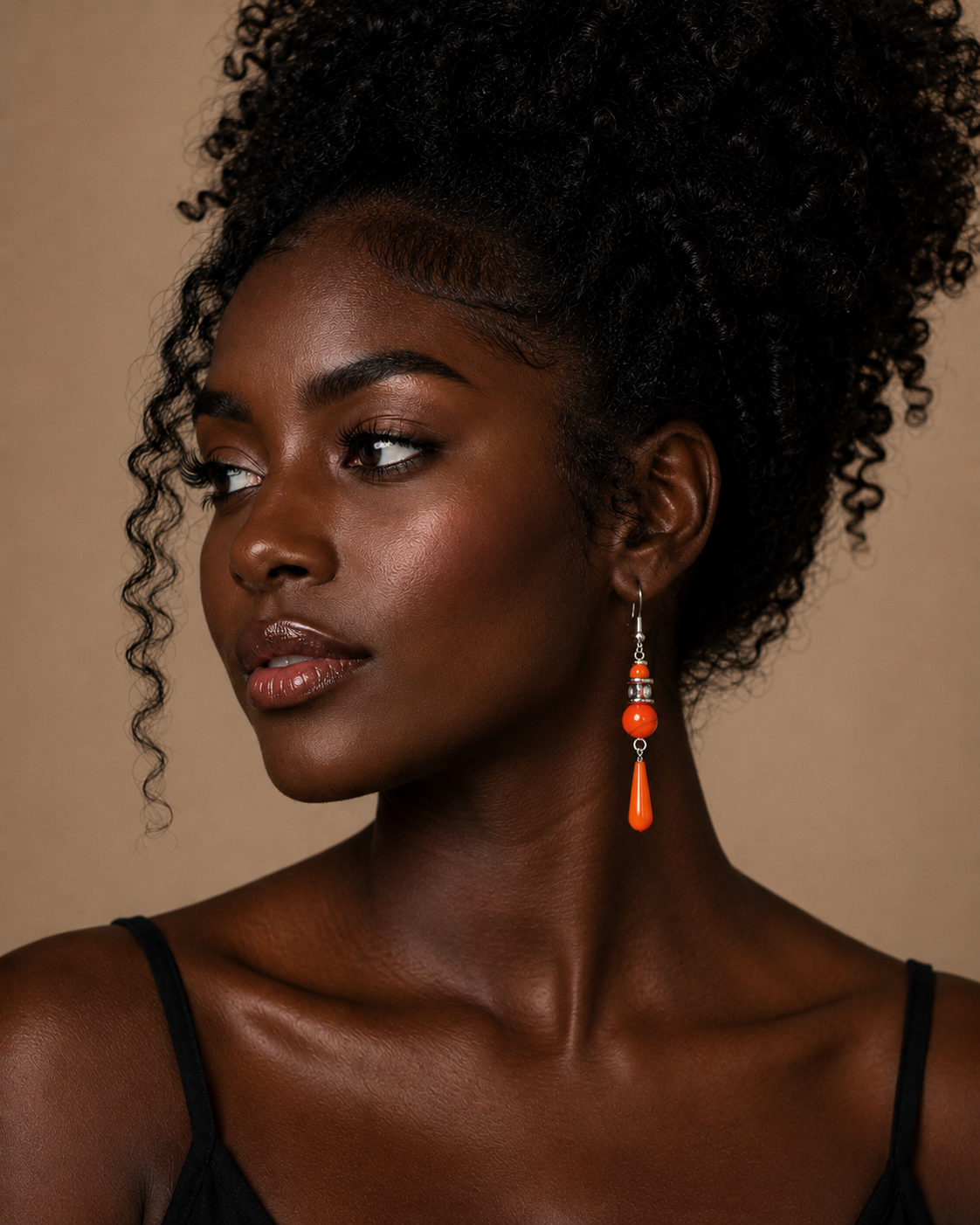 Sunset Glow Orange Crystal Drop Statement Earrings