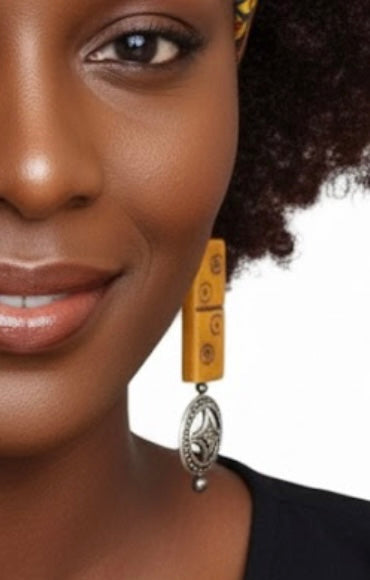 Artisan Patterned Bead & Mandala Drop Earrings