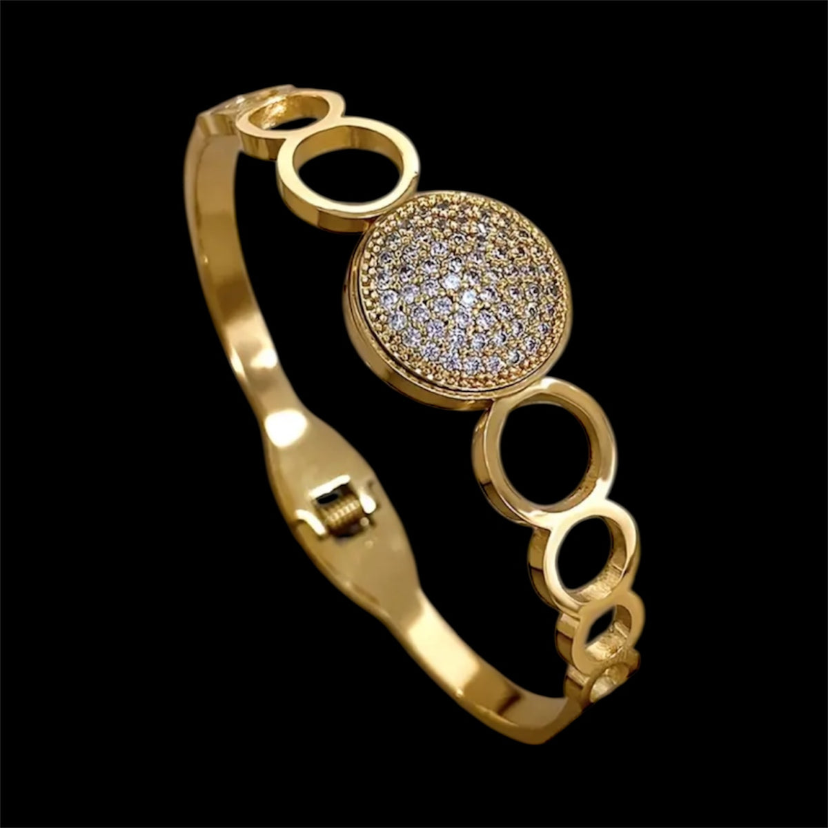Gold Pavé Crystal Circle Link Bracelet