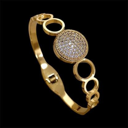 Gold Pavé Crystal Circle Link Bracelet
