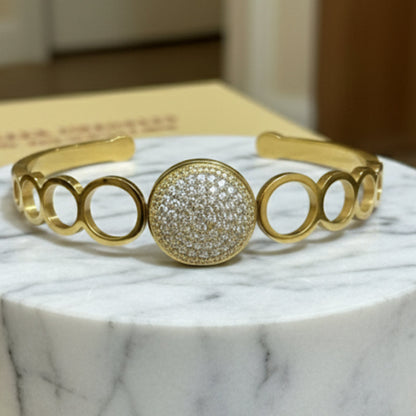 Gold Pavé Crystal Circle Link Bracelet