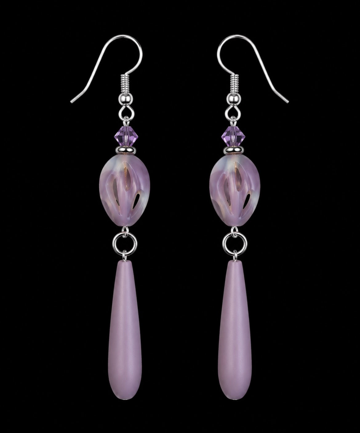 Lavender Whisper Crystal Artisan Statement Earrings