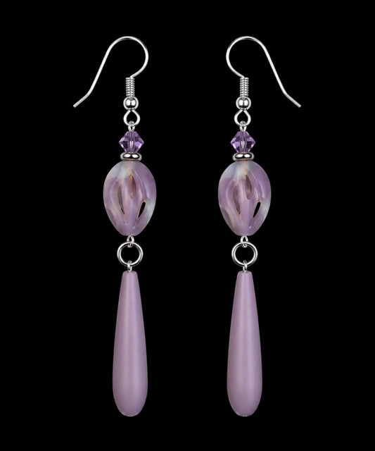 Lavender Whisper Crystal Artisan Statement Earrings