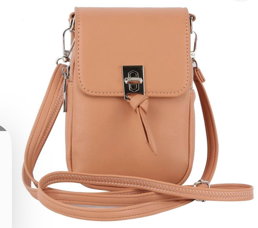 Lumiere Salmon Vegan Leather Compact Crossbody Bag