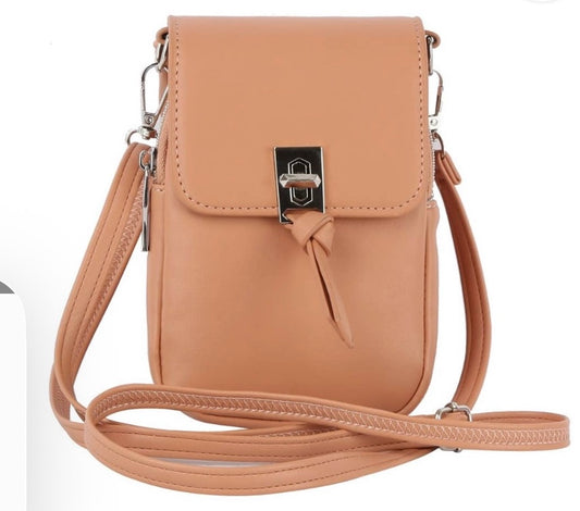 Lumiere Salmon Vegan Leather Compact Crossbody Bag