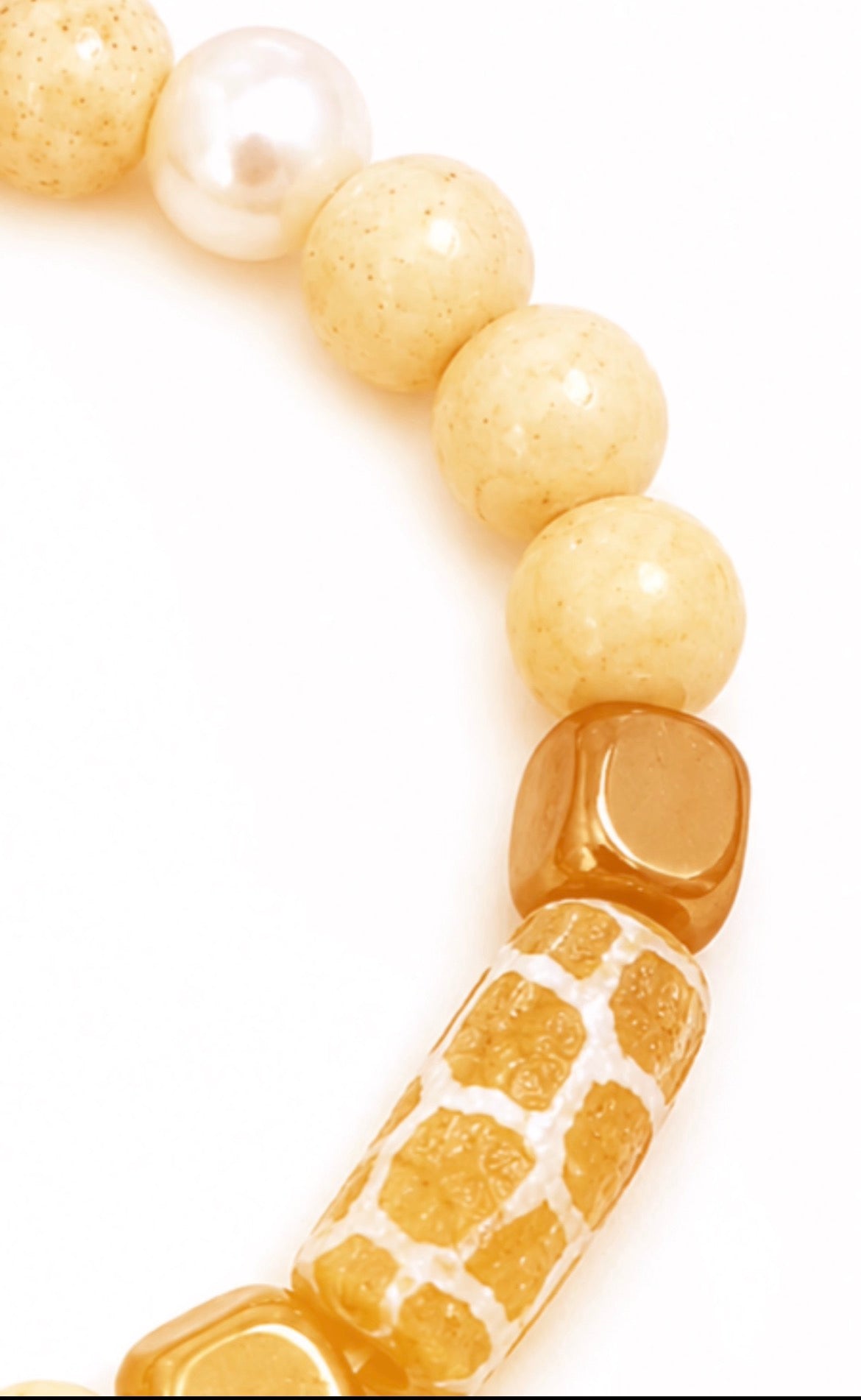 Desert Pearl Harmony Ox Bone, Baroque Pearl & African Glass Artisan Bracelet