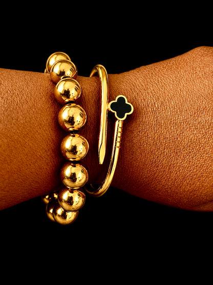 Lady Luck Luxe Gold & Black Clover Bracelet Set