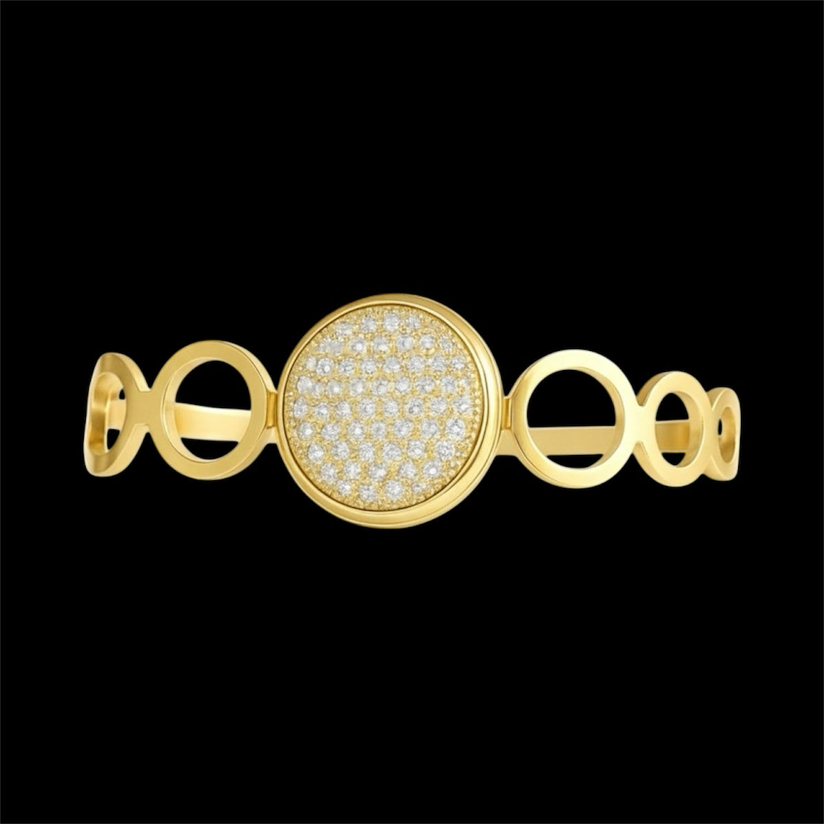 Gold Pavé Crystal Circle Link Bracelet