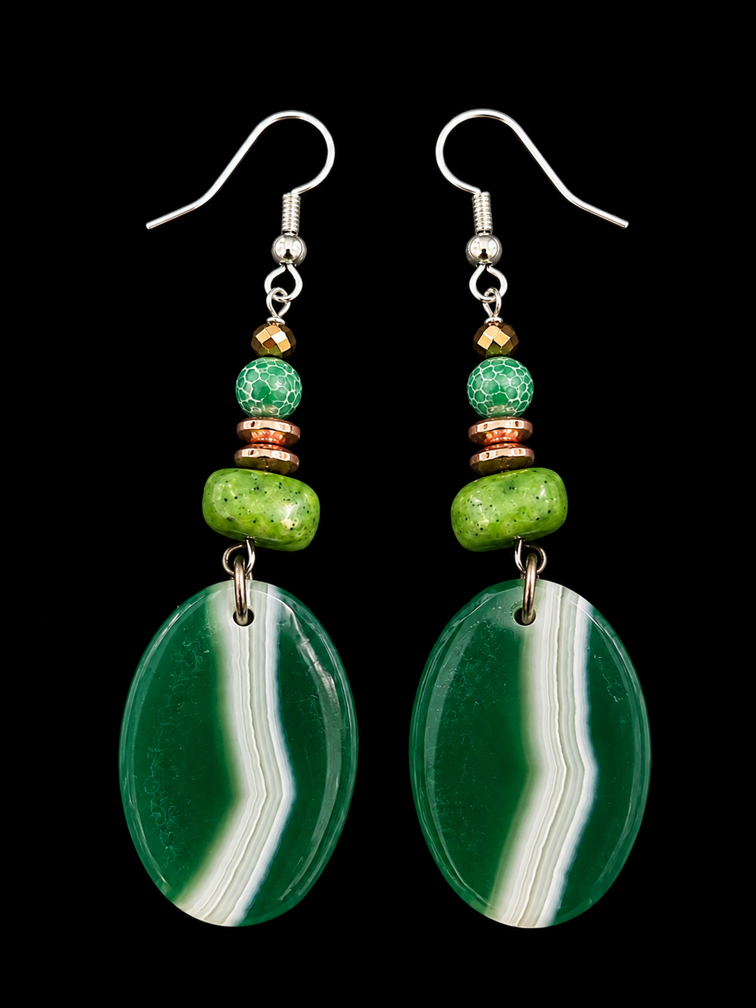 Emerald Harmony Green Agate Statement Earrings