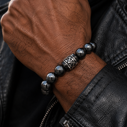 NewDrip Hematite Bead Men's Luxury Stretch Bracelet