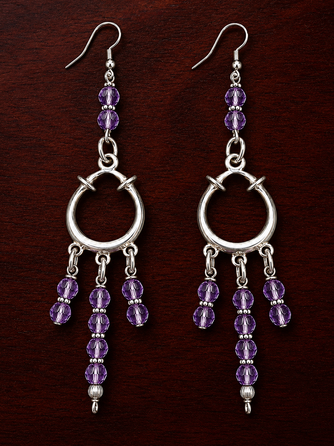Purple Reign Lavender Crystal Silver Chandelier Earrings