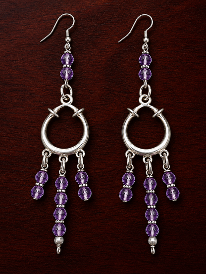 Purple Reign Lavender Crystal Silver Chandelier Earrings