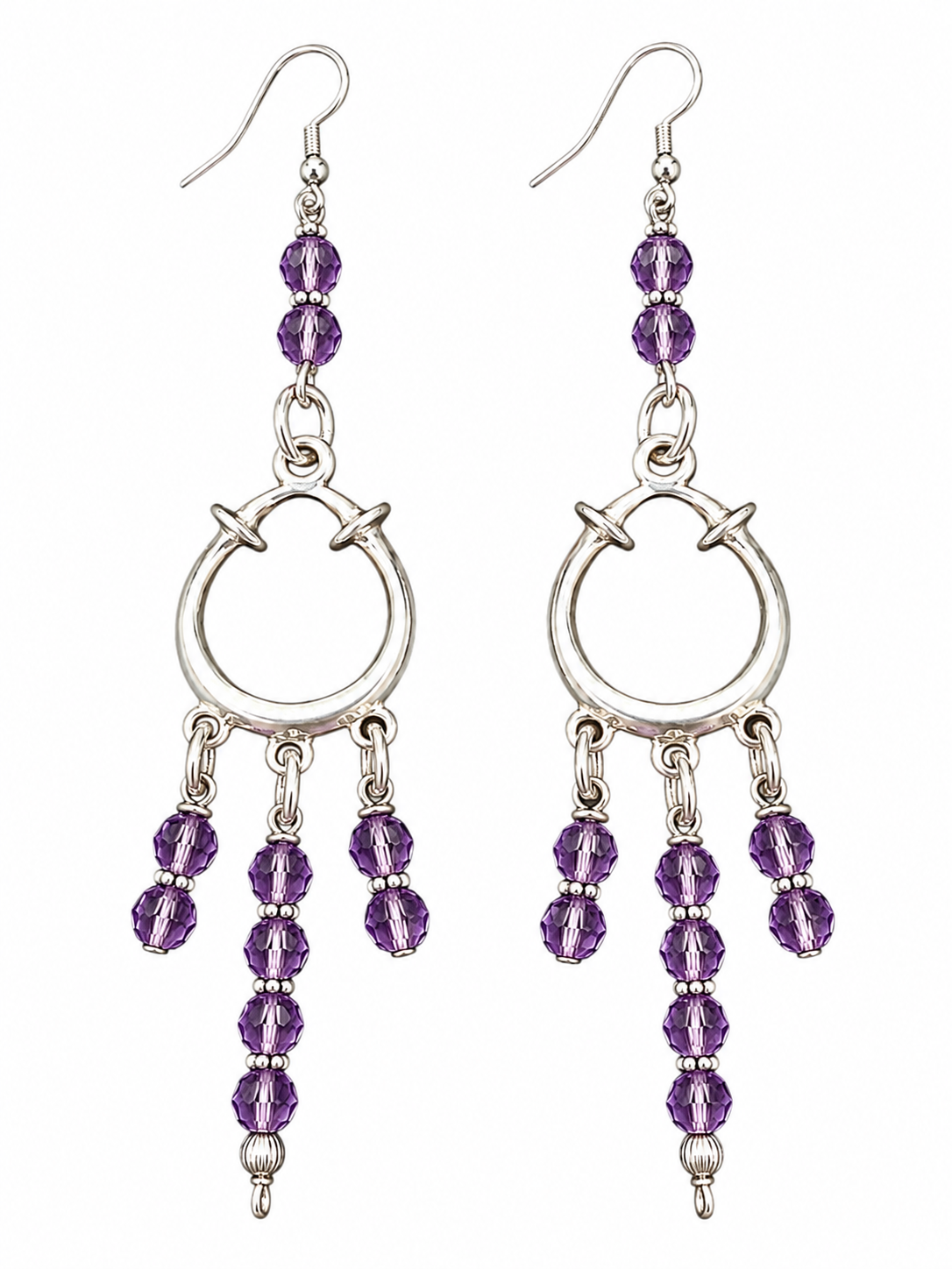 Purple Reign Lavender Crystal Silver Chandelier Earrings