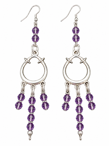 Purple Reign Lavender Crystal Silver Chandelier Earrings