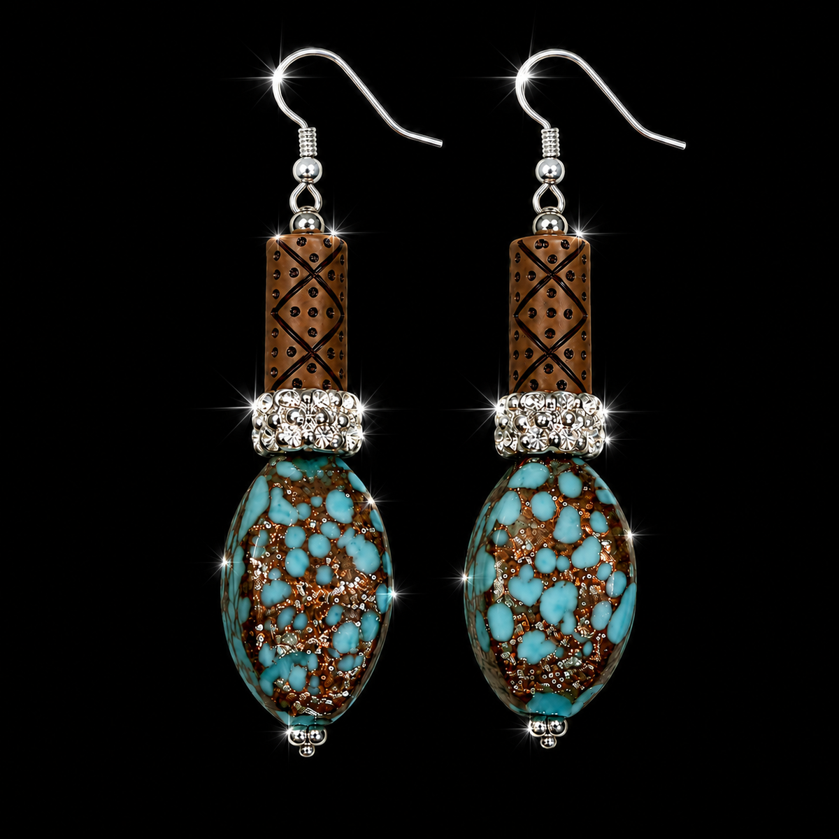 Desert Oasis Sparkling Turquoise Artisan Statement Earrings