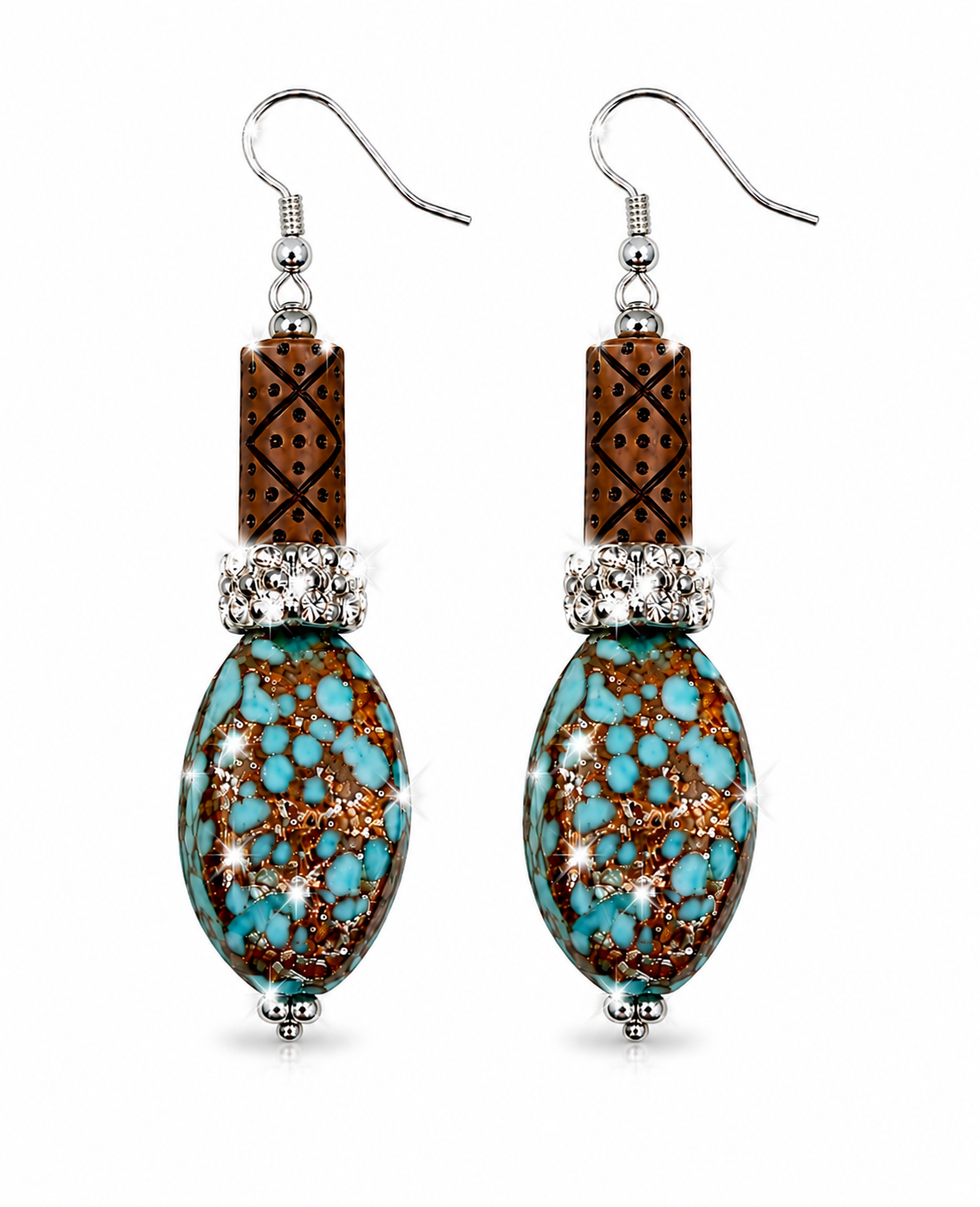 Desert Oasis Sparkling Turquoise Artisan Statement Earrings