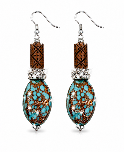 Desert Oasis Sparkling Turquoise Artisan Statement Earrings