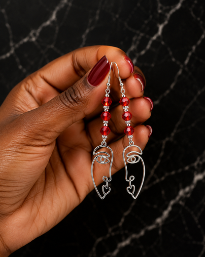 Scarlet Muse Red Artisan Statement Earrings