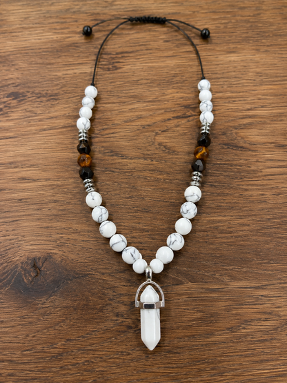 Snow Tiger Harmony Howlite & Tiger's Eye Adjustable Necklace