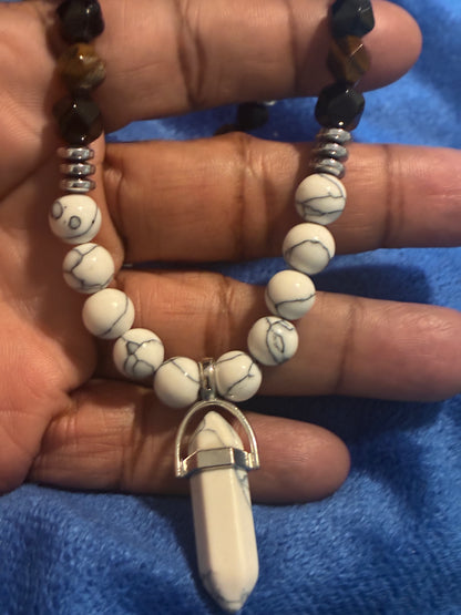 Snow Tiger Harmony Howlite & Tiger's Eye Adjustable Necklace