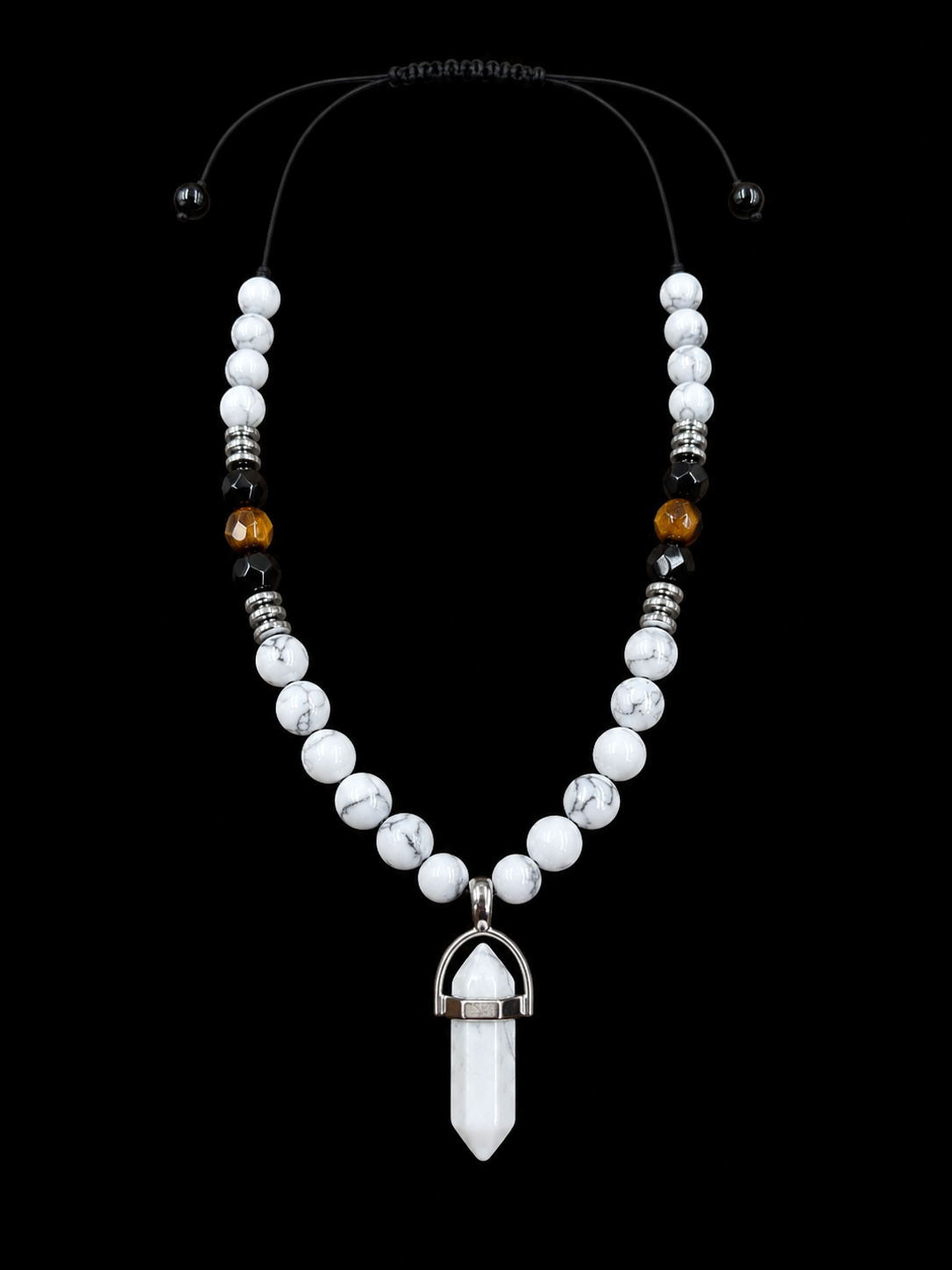 Snow Tiger Harmony Howlite & Tiger's Eye Adjustable Necklace