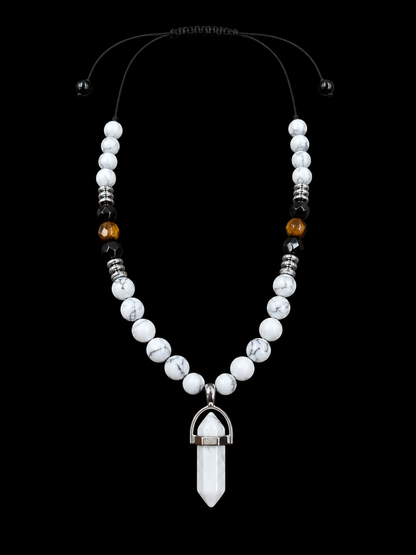 Snow Tiger Harmony Howlite & Tiger's Eye Adjustable Necklace