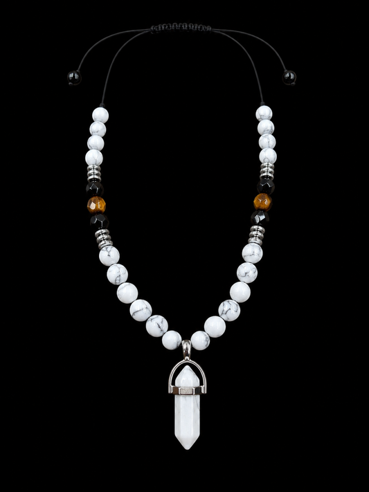 Snow Tiger Harmony Howlite & Tiger's Eye Adjustable Necklace