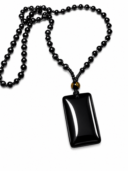 Midnight Legacy Black Onyx Rectangular Pendant Men's Necklace