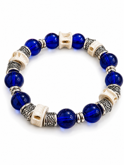Royal Heritage Royal Blue & Silver Artisan Stretch Bracelet