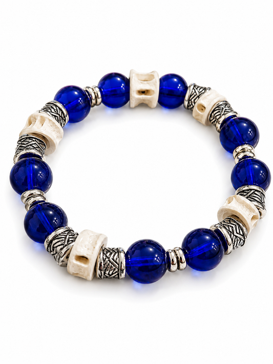 Royal Heritage Royal Blue & Silver Artisan Stretch Bracelet