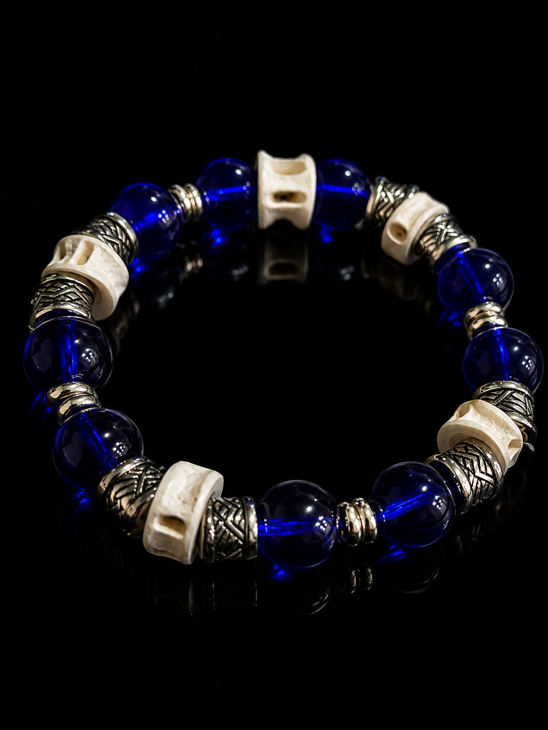 Royal Heritage Royal Blue & Silver Artisan Stretch Bracelet