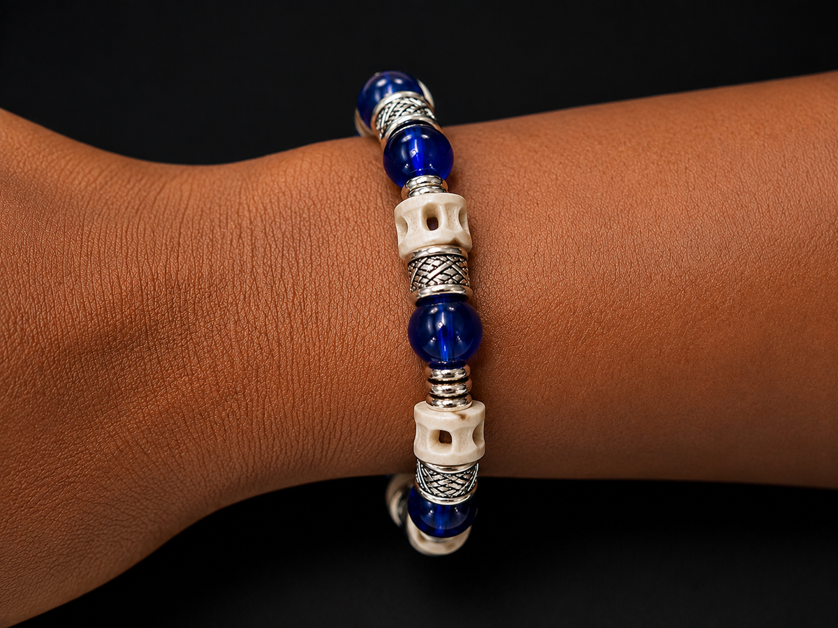 Royal Heritage Royal Blue & Silver Artisan Stretch Bracelet