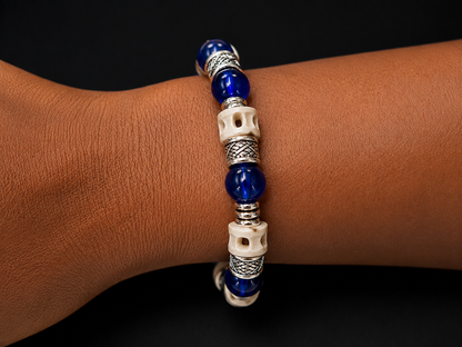 Royal Heritage Royal Blue & Silver Artisan Stretch Bracelet