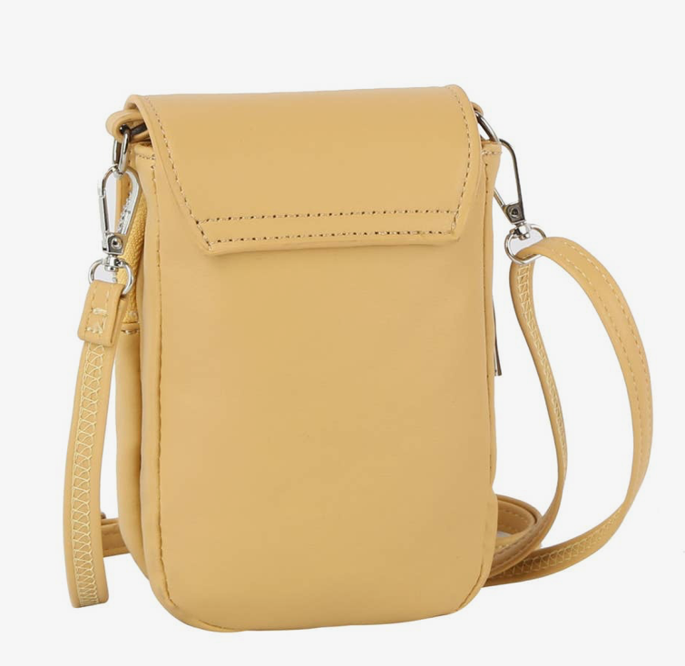 Pamayla Soft Yellow Vegan Leather Compact Crossbody Bag