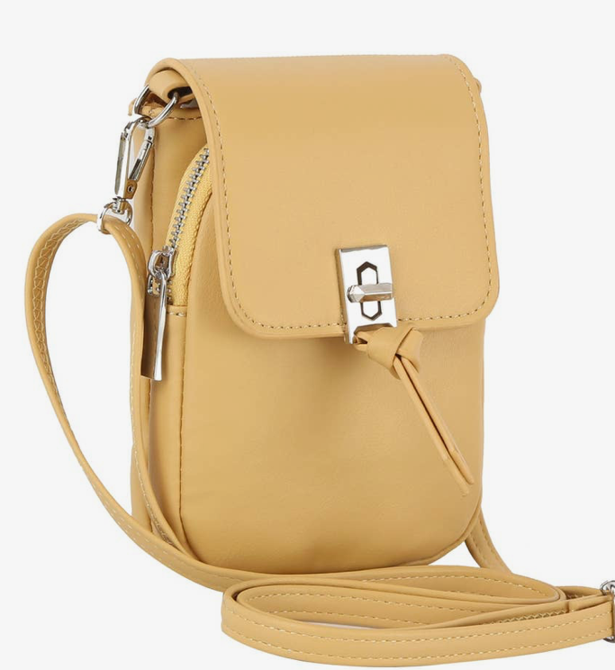 Pamayla Soft Yellow Vegan Leather Compact Crossbody Bag