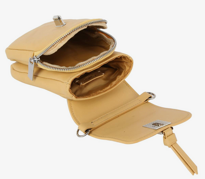 Pamayla Soft Yellow Vegan Leather Compact Crossbody Bag
