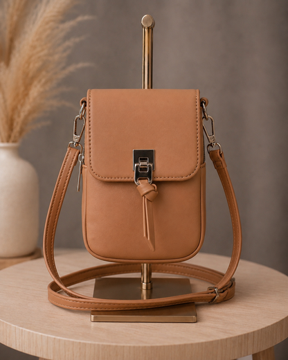 Lumiere Salmon Vegan Leather Compact Crossbody Bag