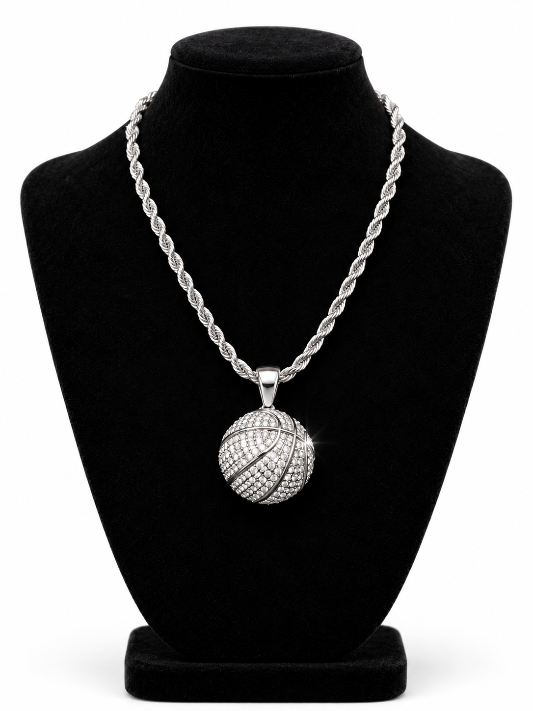 Game-Time Shine Basketball Pendant Necklace 24inch