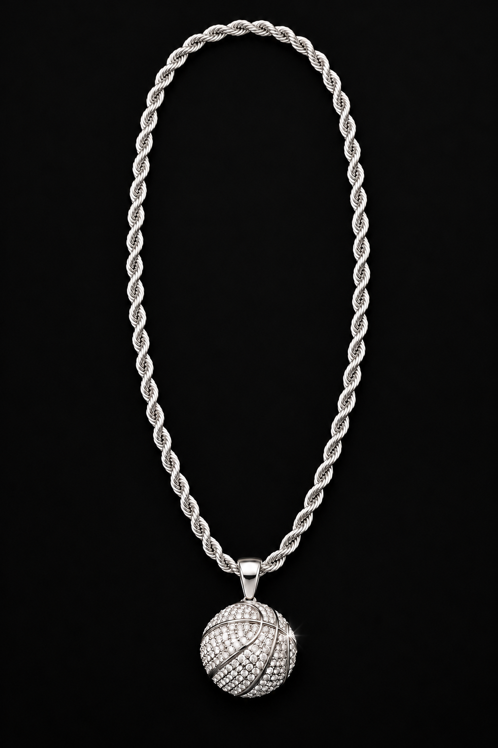 Game-Time Shine Basketball Pendant Necklace 24inch