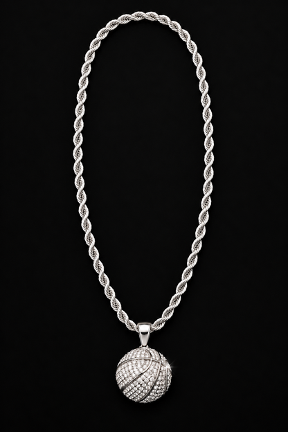 Game-Time Shine Basketball Pendant Necklace 24inch