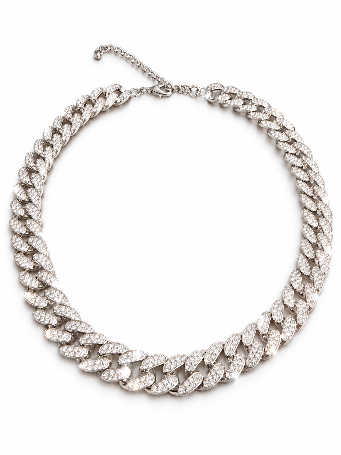 Silver Reign zirconia Cuban Link Necklace
