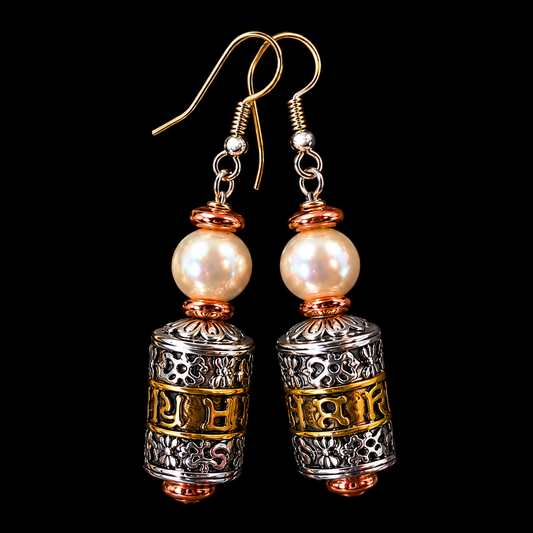 Baroque Pearl & Rose Gold Hematite Drop Earrings