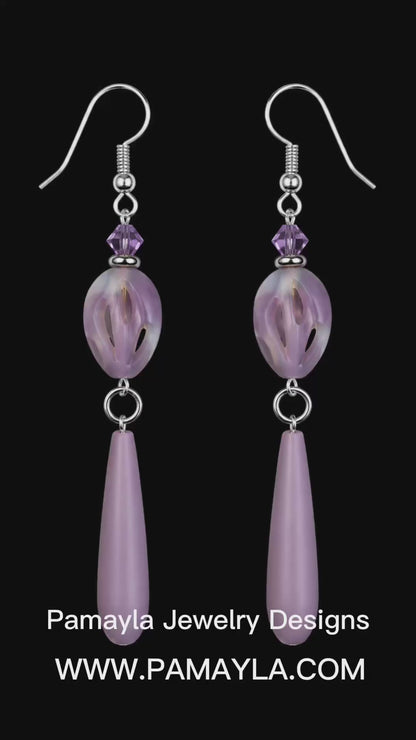 Lavender Whisper Crystal Artisan Statement Earrings